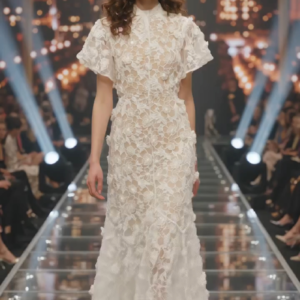 elite venusian white cutwork organza gown luxury designer edition