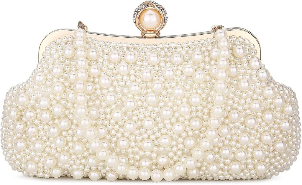 Handcrafted Pearl Beaded Bridal Clutch